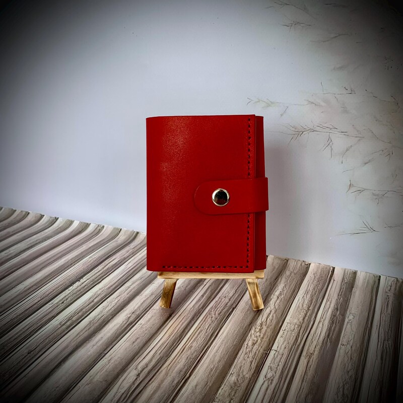Red Leather Wallet - Etsy