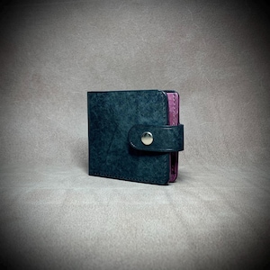 Cartera de cuero plegable Cartera hecha a mano Cartera negra Cartera de hombre Cartera de mujer Cartera personalizada Cartera grabada Regalo de cumpleaños Regalo de Pascua