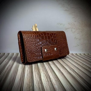 Cartera de cuero marrón para hombre, organizador para hombre, bolso de muñeca de cuero de grano completo, monedero personalizado, regalo de aniversario para él, bolso de negocios para hombre.