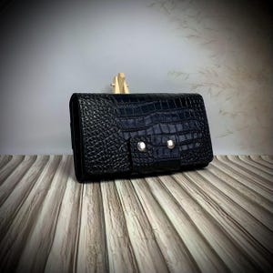 Cartera de cuero negro para hombre, organizador para hombre, bolso de mano de cuero de grano completo, monedero personalizado, regalo de aniversario para él, bolso de negocios para hombre