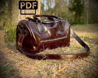 Leather Travel Bag PDF Pattern: DIY Duffel Bag Sewing Template (A4)