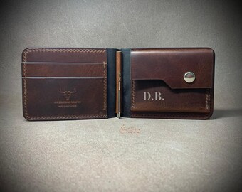 Handmade Italian Leather Money Clip Wallet: Personalized Bifold Wallet