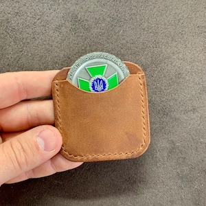 Porta monete da sfida in pelle – Porta monete militare fatto a mano – Custodia in pelle naturale, regalo per veterani