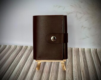 Cartera de regalo personalizada, cartera triple para hombre, cartera de cuero marrón para hombre, cartera de cuero personalizada, cartera de cuero hecha a mano, carteras para hombre