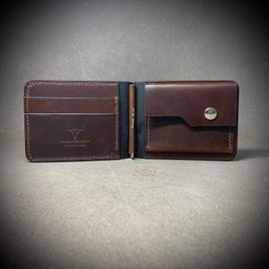 Portafoglio con fermasoldi Portafoglio in pelle per uomo Portafoglio personalizzato Portafoglio inciso Portafoglio in pelle bifold Regalo di compleanno Regalo per lui Regalo per il padre