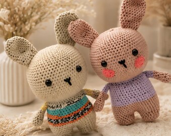 Peluche a forma di coniglietto Amigurumi all'uncinetto / Giocattolo di peluche morbido