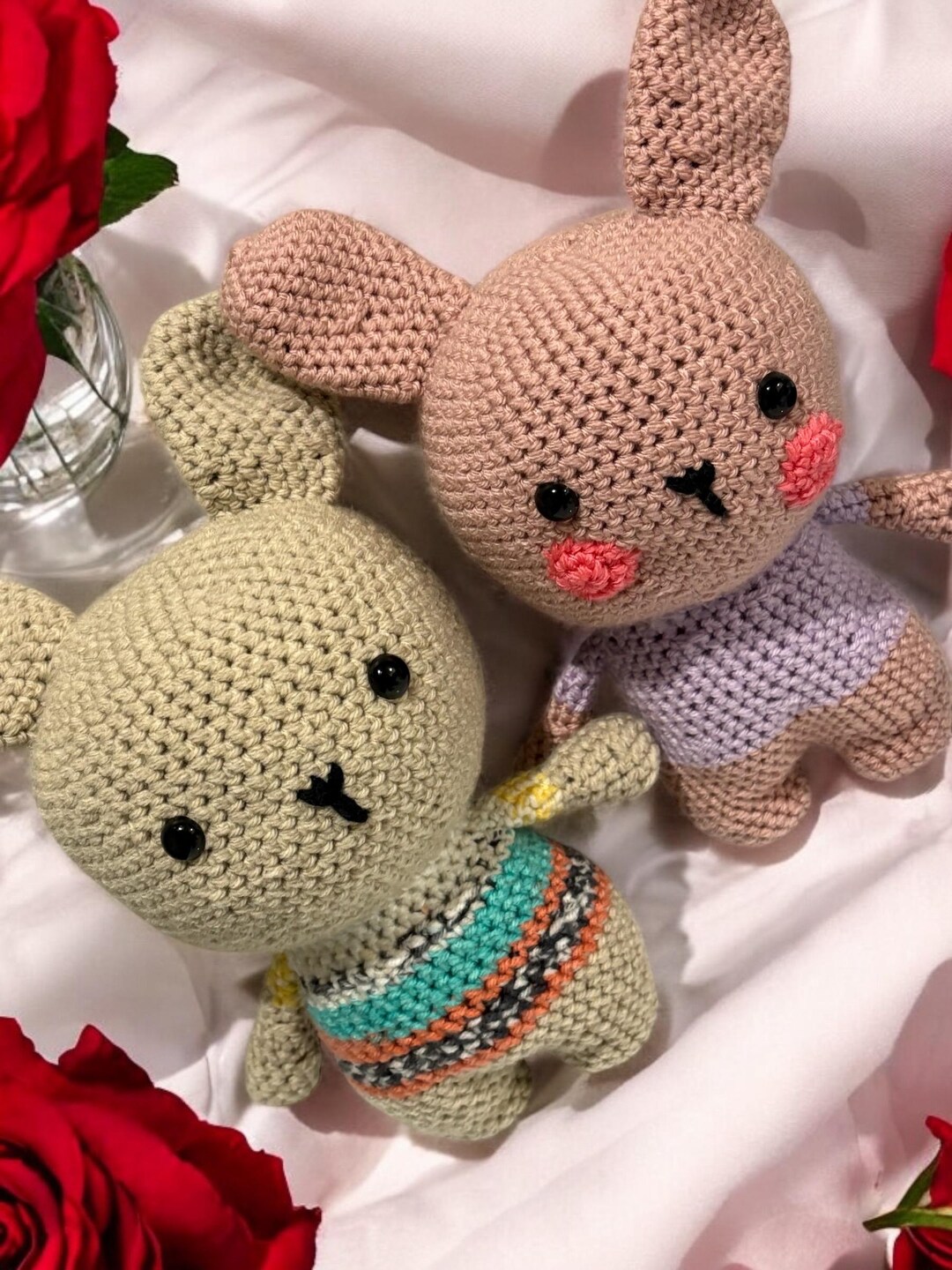 Bunny Plushies – His and Her Crochet Bunnies, Personalized Amigurumi ...