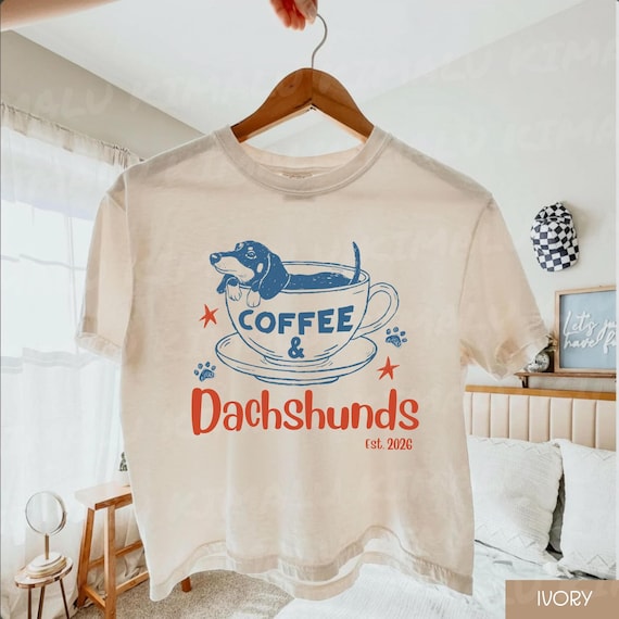 Dachshund Mom Club Shirt: Comfort Colors Coffee and Doxie Lovers Boxy Tee, Funny Wiener Dog Graphic Top