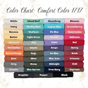May include: A colour chart showing folded fabric swatches in a range of hues. The chart includes colours such as white, blue, pink, green, and orange, each labelled with a name.