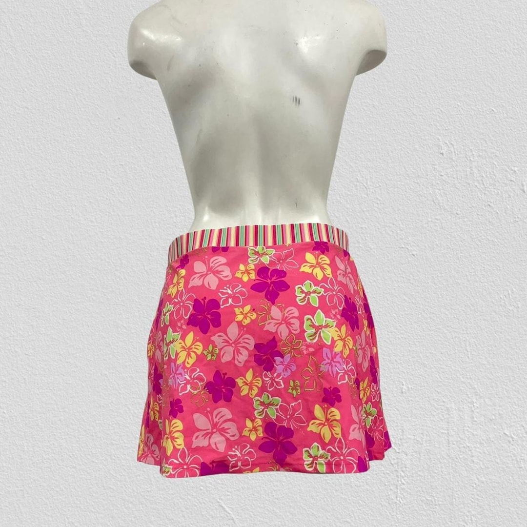 Gonna da spiaggia y2k, minigonna anni '90, gonna ibisco Italia - Main Image