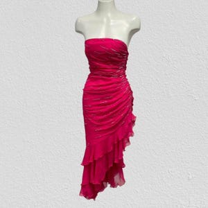 Vestido Y2K vintage con lentejuelas, vestido con volantes y dobladillo asimétrico, vestido de hada