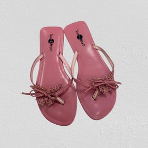 Sandali vintage con fiori, sandali Y2K, infradito a farfalla