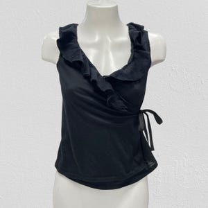 90s wrap top vintage ruffle top with tie side