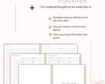 2026 Clean Mind Kalender | Verknüpfter digitaler Planer für die stündliche tägliche Planung