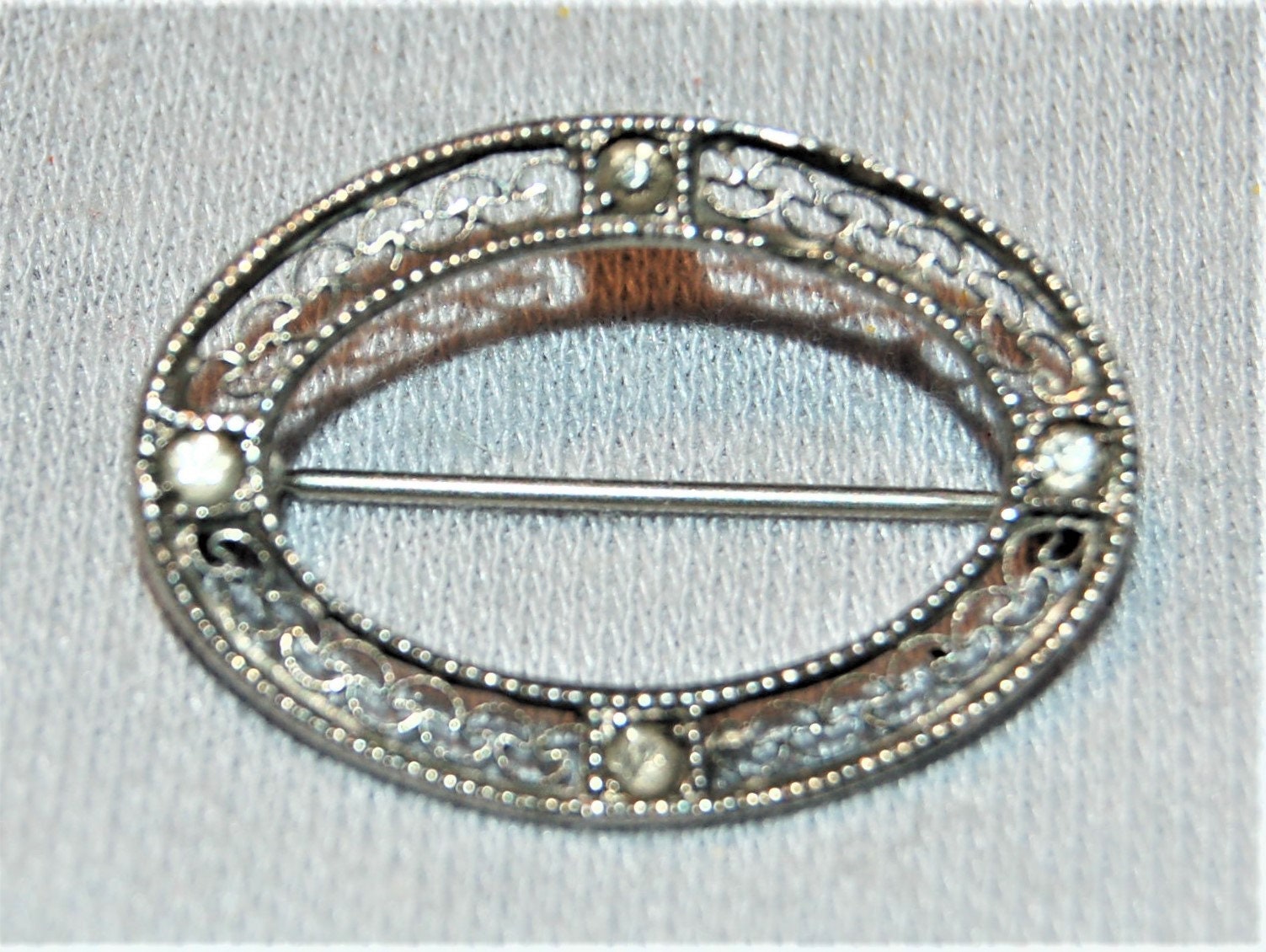 Antique Victorian Brooch Sterling Rhinestone C Clasp Silver Etsy