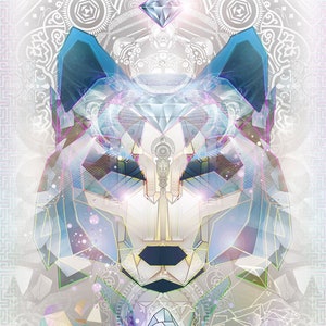 Crystalline Wolf Totem Canvas image 3