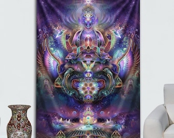 Psychedelic Tapestry | Visionary Art Home Decor Wall Hanging | Psychedelic Wall Art | Meditation Spiritual Prayer Yoga Consciousness Art