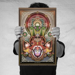 Barong | Digital Art Print | Mythical Guardian | Spiritual Decor | Original Art Print by Mugwort | Sacred Protector | Boho Home Print |