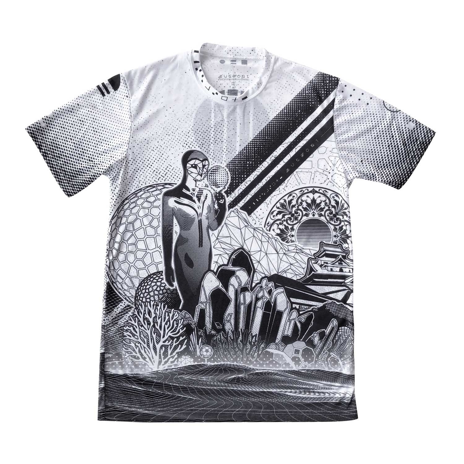 Surreal Art T-Shirt | White & Black Print Visionary Art Clothes | Owl | Crystals | Streetwear | 