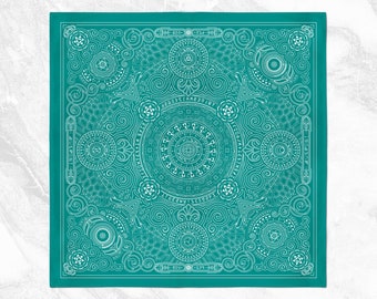 Arcana Bandana - Teal And White