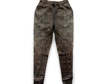 Black and Gold Geometric Print Sweatpants for Men & Women | Art Clothes | Men's Streetwear | Cool Men's Sweatpants |  Psychedelic Joggers