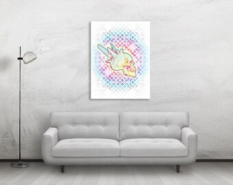 Skull Wall Art | Canvas Print | Home Decor | Custom Size | Creepy Cute Kawaii Pastels Crystal Skull Art | Mugwort Psychedelic Visionary Art