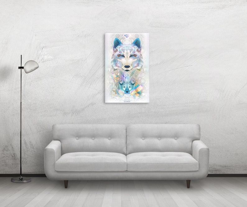 Crystalline Wolf Totem Canvas image 2