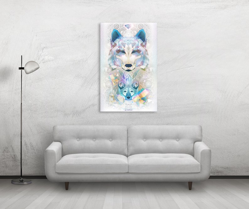 Crystalline Wolf Totem Canvas image 1