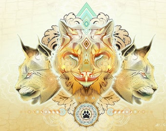 Lynx Wall Art | Paper Print | Home Decor | 11x17 | Big Cats | Animal Totem Art | Animal Healing |  Mugwort Psychedelic Visionary Art
