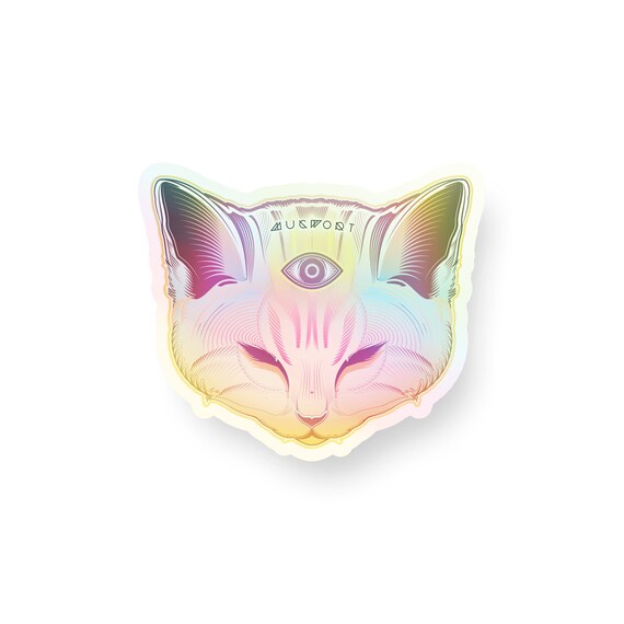 Holographic Cat Sticker Vinyl Indoor Outdoor Sticker Etsy