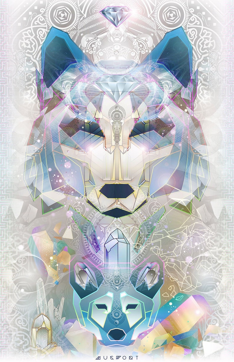 Crystalline Wolf Totem Canvas image 3