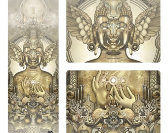 Buddha Yoga Mat | Visionary Psychedelic Art Workout Mat by Mugwort Designs | Spiritual Meditation Yoga Pilates Exercise Gym