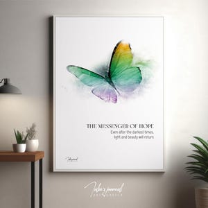 Bunter Schmetterling für Kinderzimmer Indigo Kunst Minimal Aquarell Kunstdruck Inspirational Poster Wald Thema Geschenke