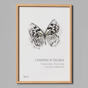 Dipinto di farfalle in bianco e nero, ali danzanti, arte murale minimalista, bellissimo poster di farfalle, dipinto romantico per la camera da letto, stampa, download immediato