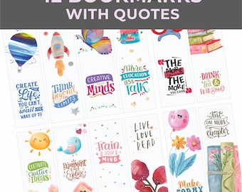 Watercolor School Bookmarks: Kids Reading Gifts (Digital Download)