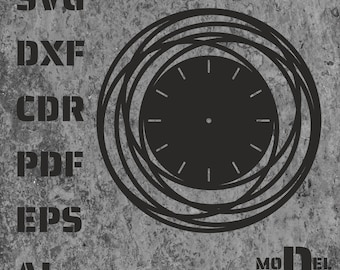 Moderne wandklok SVG | Uniek houtdecor | Lasergesneden bestand | Glowforge CNC-sjabloon | Diy digitale klok dxf