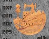 Wall Clock model, Original Digital Design - svg, dxf for CNC Laser Cutting