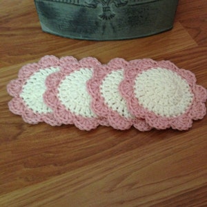 Pink Coasters/Shabby Chic/Cottage Chic/Rustic Design/ Home Decor/Crochet Accessories