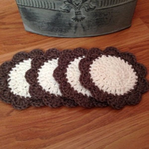 Chocolate Coasters/Shabby Chic/Cottage Chic/Rustic Design/Home Décor/Crochet Accessories