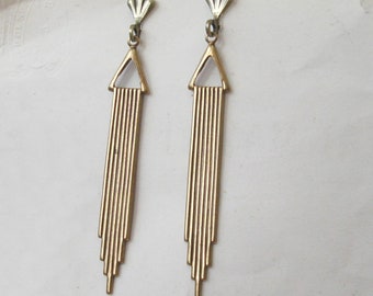 Boucles d'oreilles en or Art déco, or vieilli, mariage déco, au choix en rempli d'or ou crochets chirurgicaux, clous, dos de levier ou clips à vis