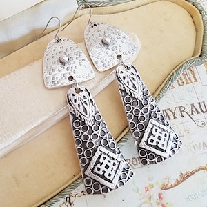 Boho Silver Berber Moroccan Style Earrings, Surgical Hooks