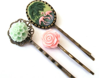 Flamingo Bobby Pins Etsy