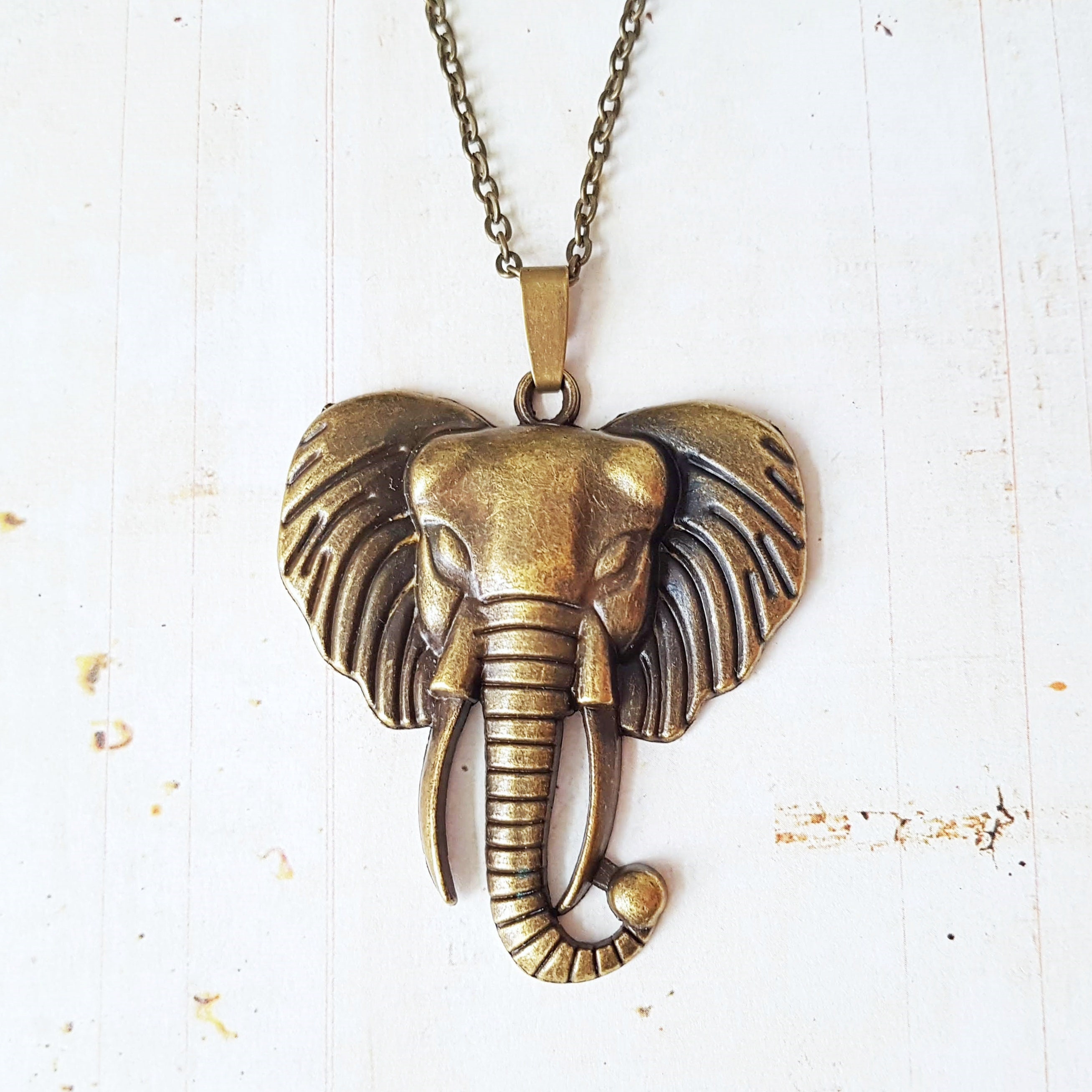 Big Silver Elephant Necklace Large Elephant Pendant - Etsy UK