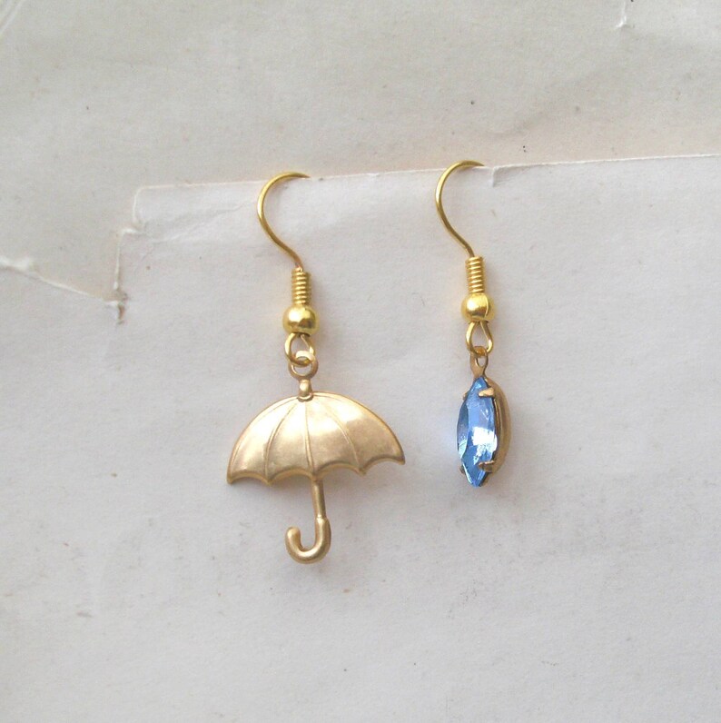 Raindrop Earrings Umbrella Earrings April Showers Blue Etsy