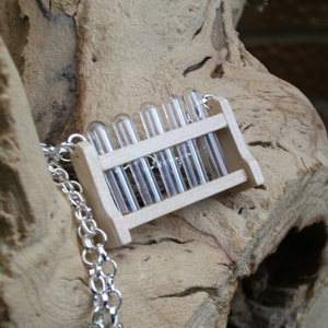 Just Chemistry Necklace, Science Geek Test Tube Necklace, Silver Plated, Teacher Necklace image 1