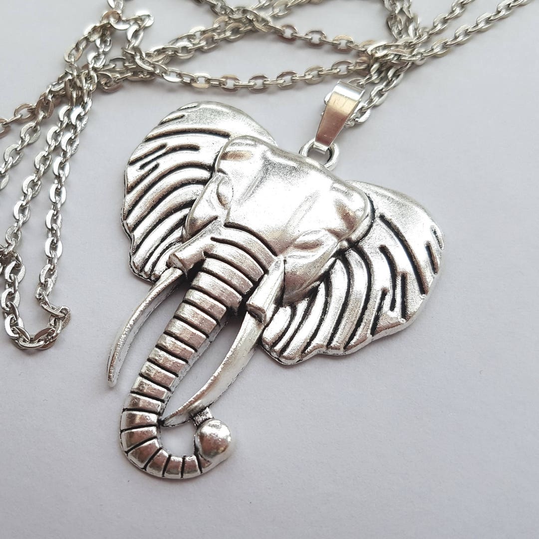 Buy Big Silver Boho Elephant Necklace, Choose Your Length Online in India 
