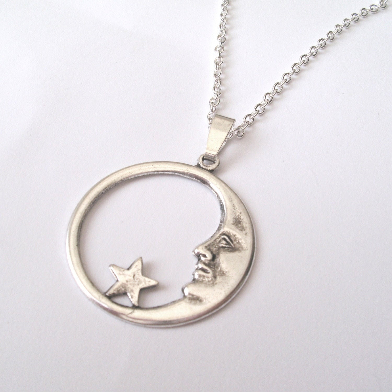 EL MOON by mananails ♡ Jewelry silver 925 Sterling Silver Crescent Moon Necklace Diamond Moon