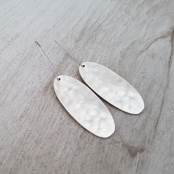 Big Bold Matte Silver Hammered Oval Earrings, Boho Earrings, Statement  Rustic Hammered Silver Earrings, Tribal, Minimalist, Surgical Wires - Etsy