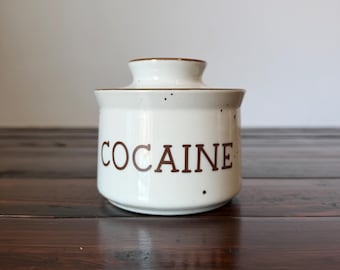Cocaine Sugar Bowl, Humorous Sugar Bowl, Conversation Starter Kitchen Decor, Upcycled Sugar Bowl