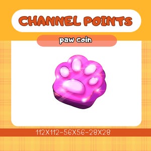 Pink Paw Coin Twitch Emote: Channel Points (Instant Download)